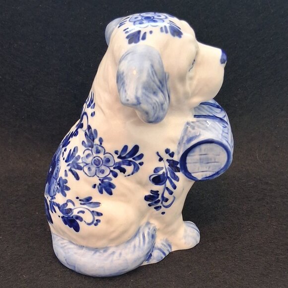 Vintage Delft Blue Ceramic Dog Coin Bank – Hand Painted Blue & White Collectible - Picture 3 of 12